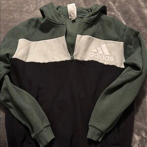Adidas Green and Black Zip Up Sweater with Sporty Design
